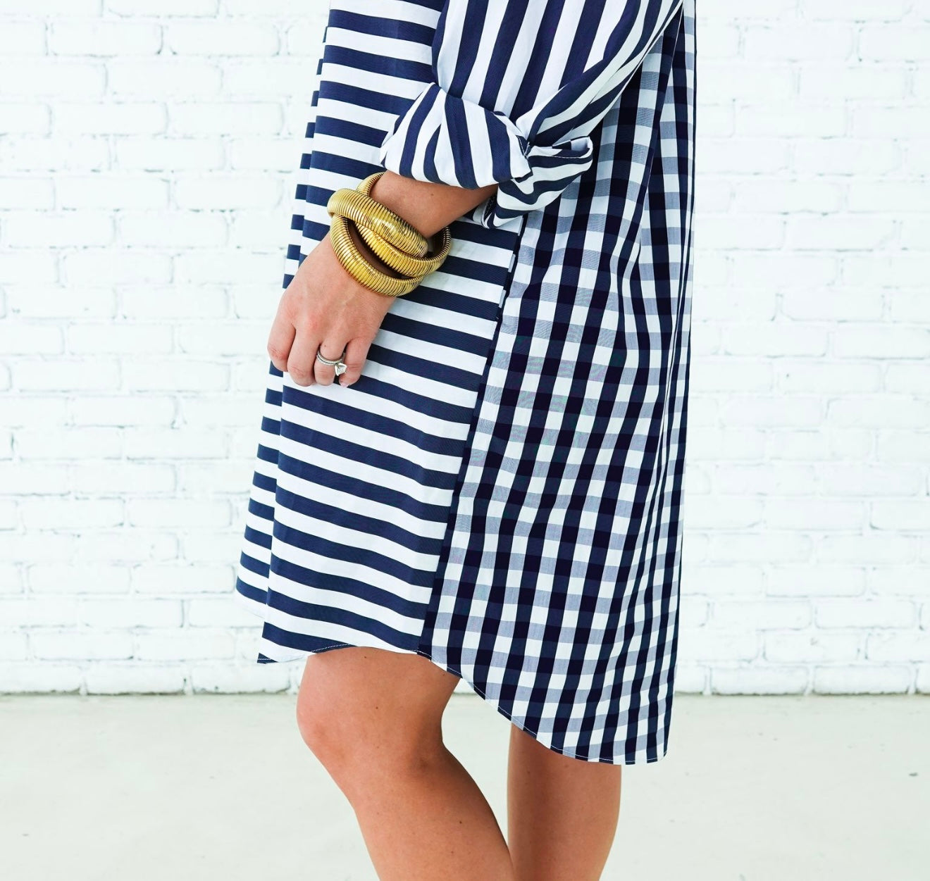 Preppy Dress-Stripe & Gingham-Navy