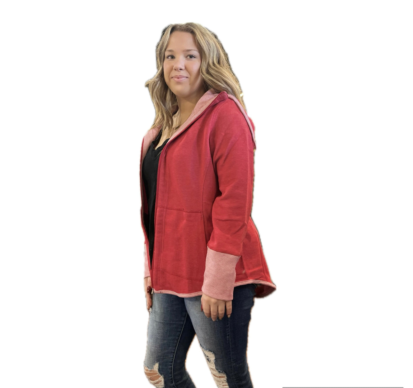 Reversible Hooded Jacket-Red
