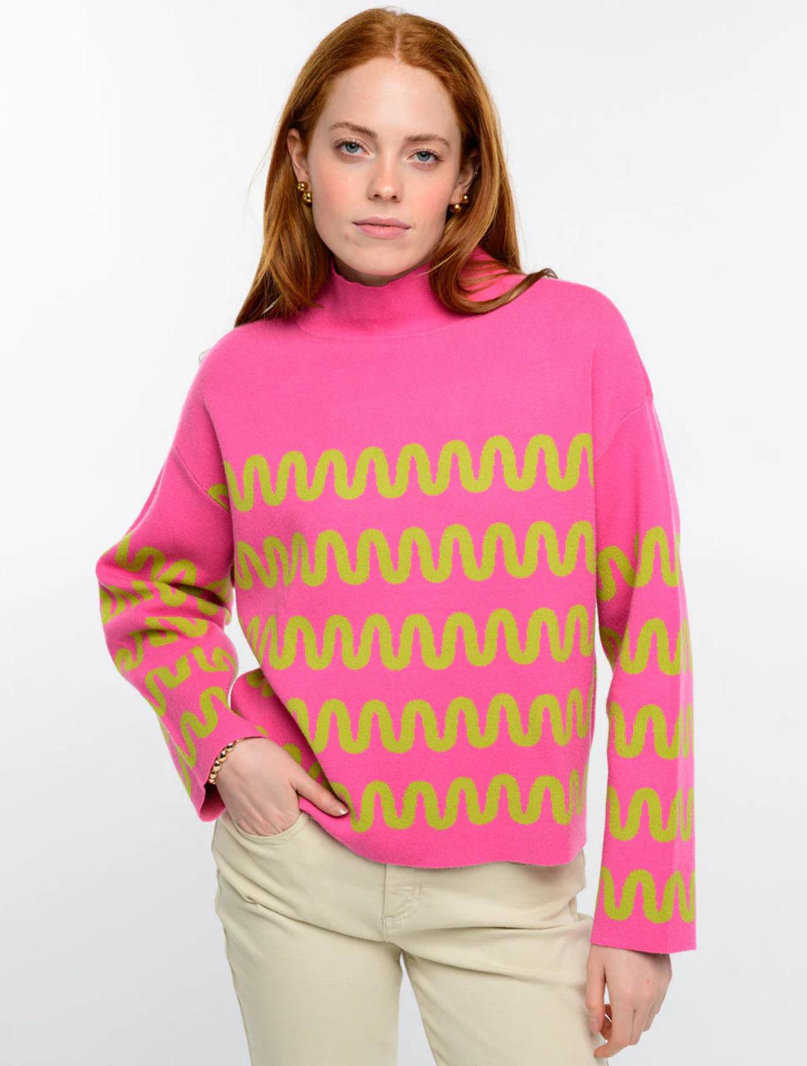 Squiggle Sweater-Hot Pink