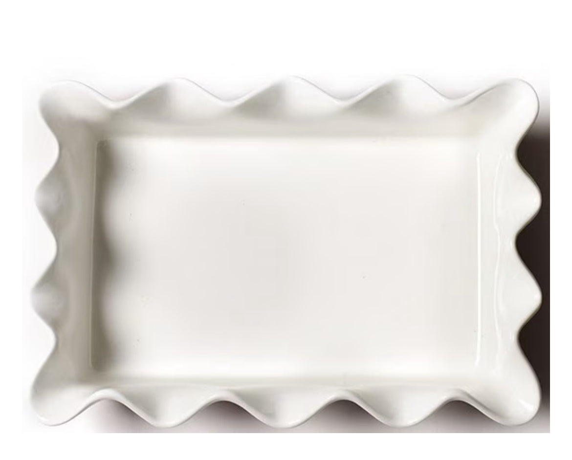 Coton Colors Stripe Ruffle Casserole Dish Red