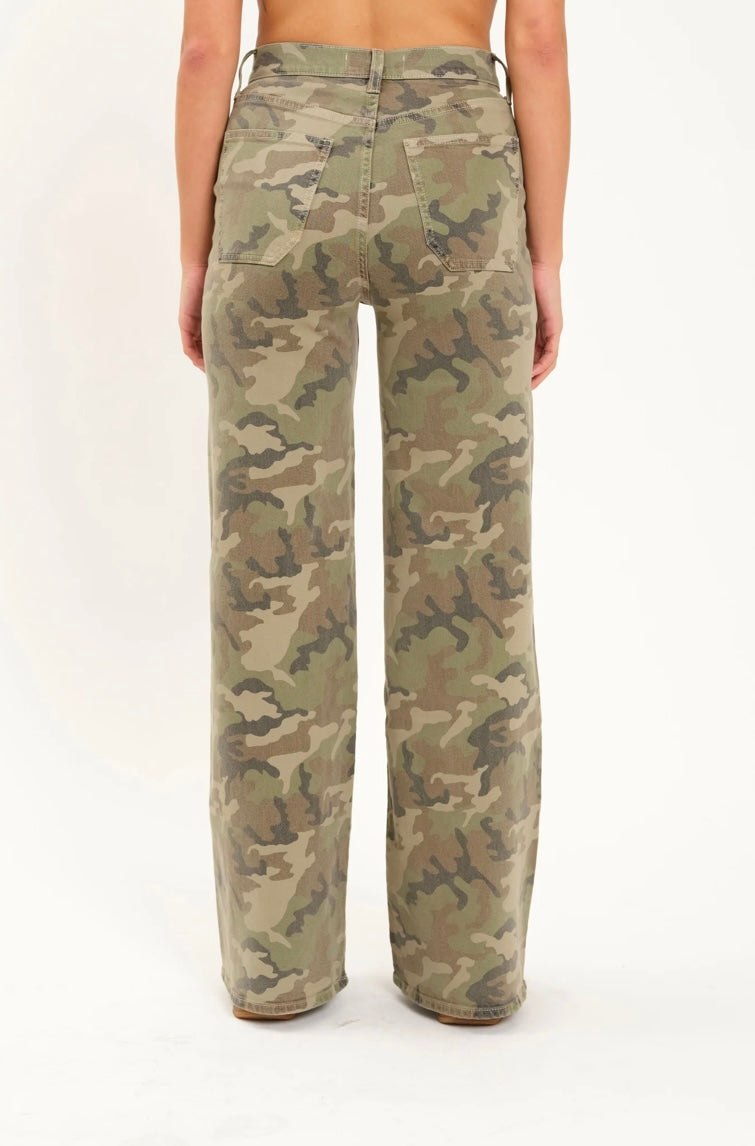 Daze Denim Far Out Hideaway High Rise Wide Leg Jean-Camouflage