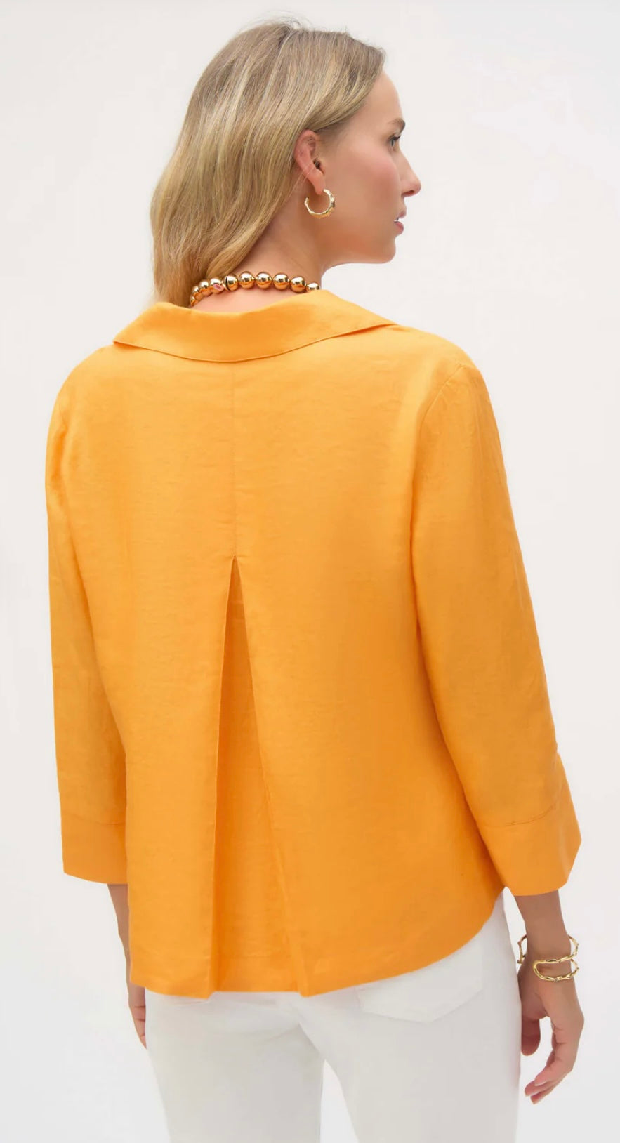 PALM SPRINGS LINEN BOXY TOP WITH SHIRT COLLAR