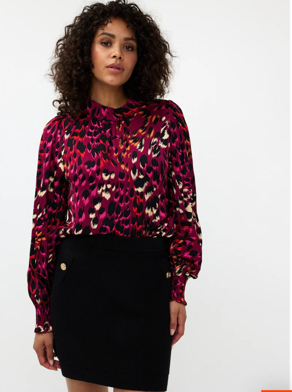 Esqualo Printed Stand up Collar Blouse