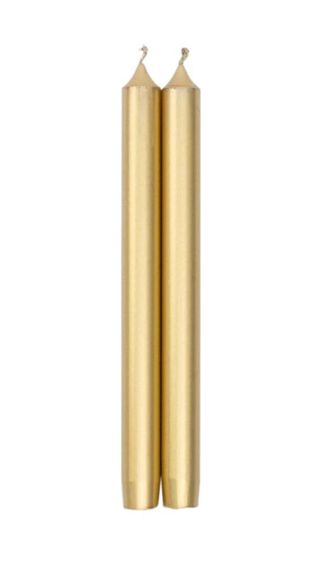 Straight Taper 10" Candles in Gold-set of two
