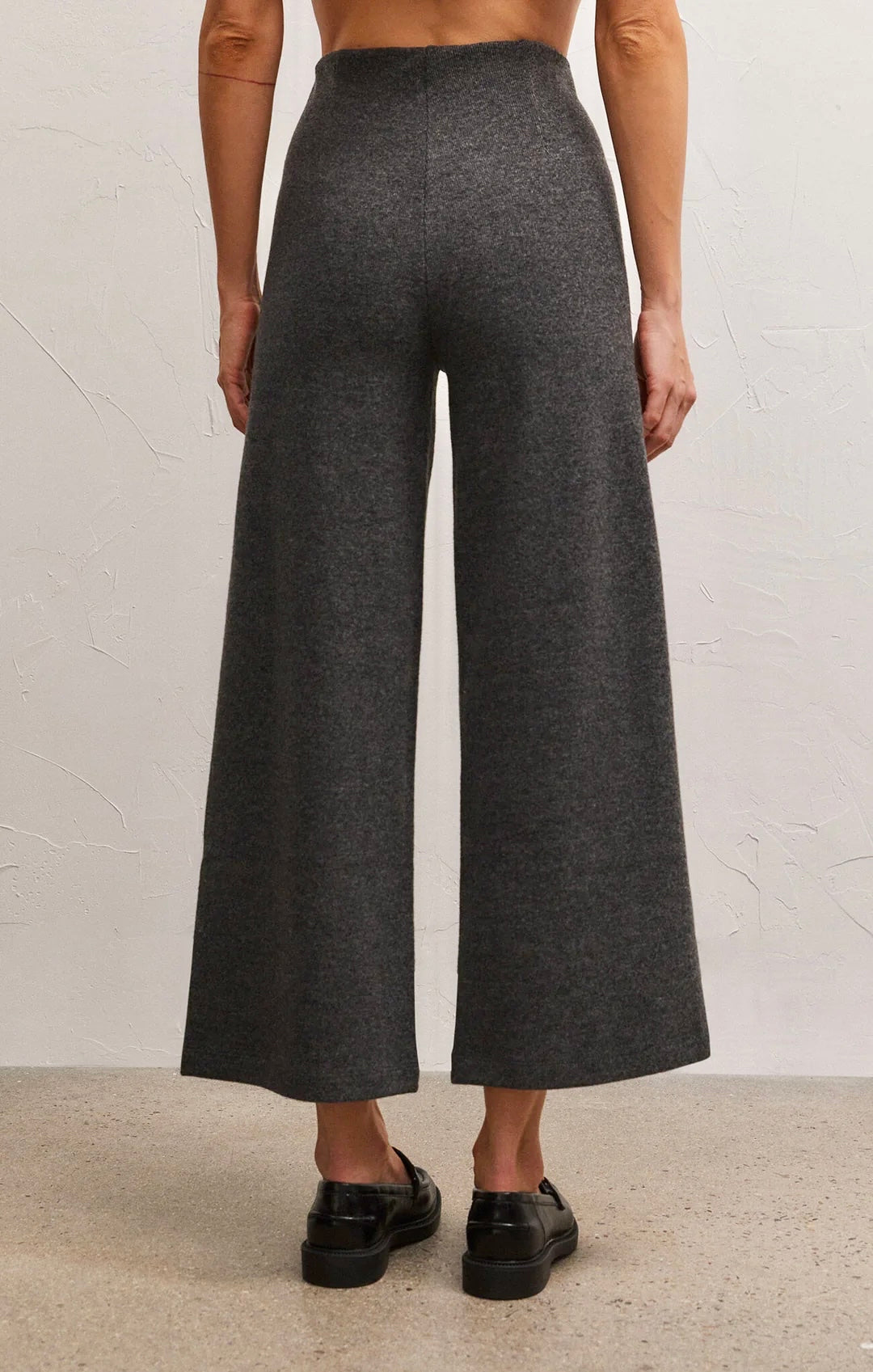 Delaney Brushed Rib Pant - Heather Charcoal