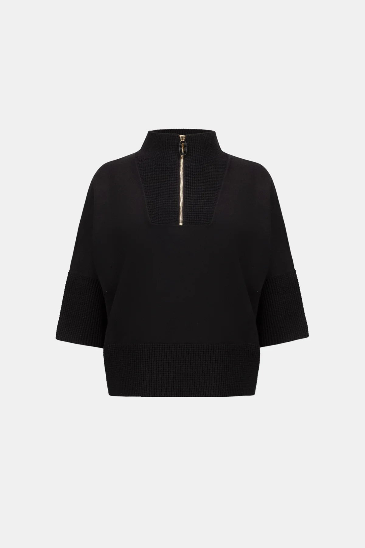 Ribbed Trim Half-Zip Pullover
