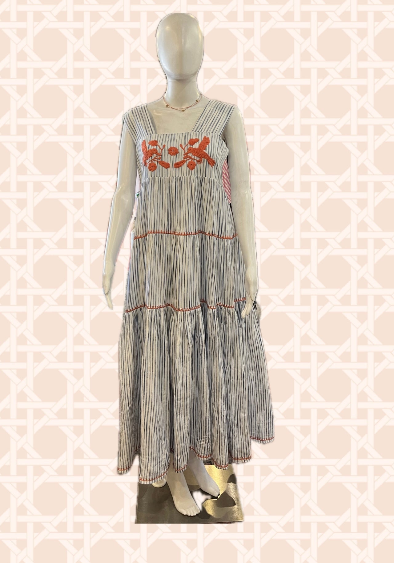 Tiered Maxi Dress with Embroidery S Tiered Maxi Dress with Embroidery S