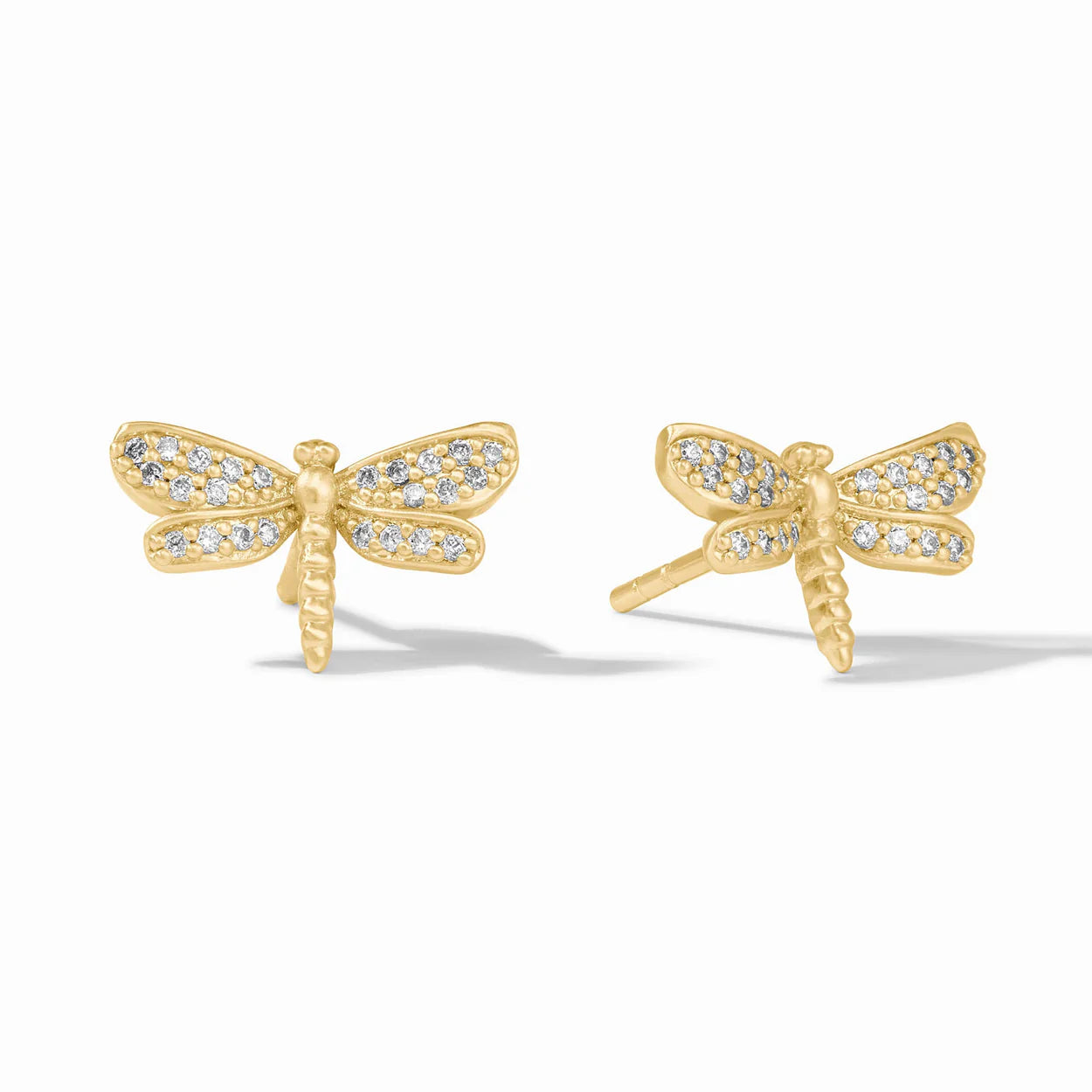 Dragonfly Pave’ Stud Earrings-Gold