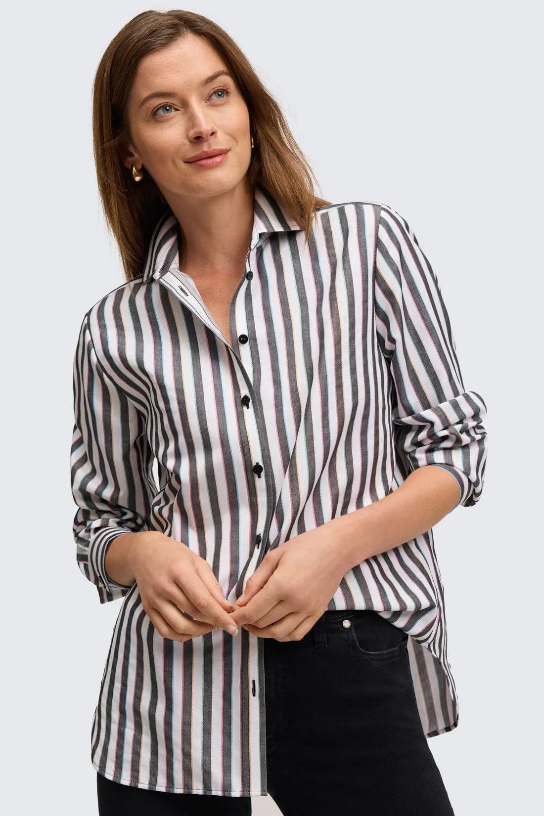Boyfriend Long Sleeve Top-Rainbow