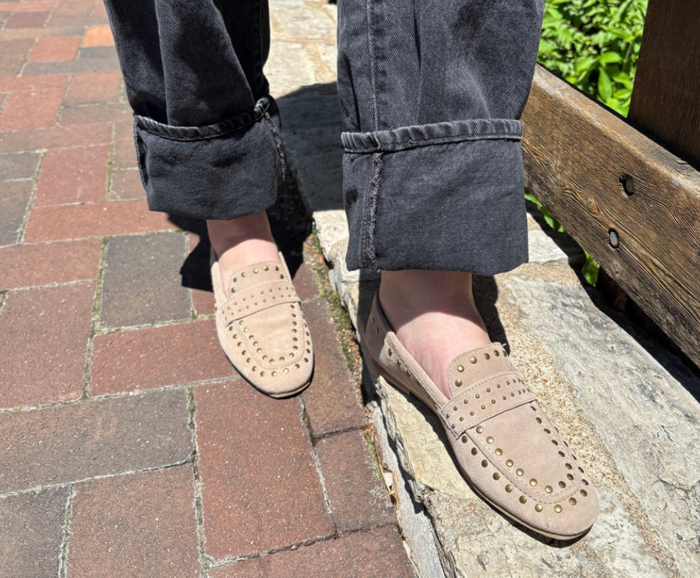 Studded Loafer-Taupe Suede