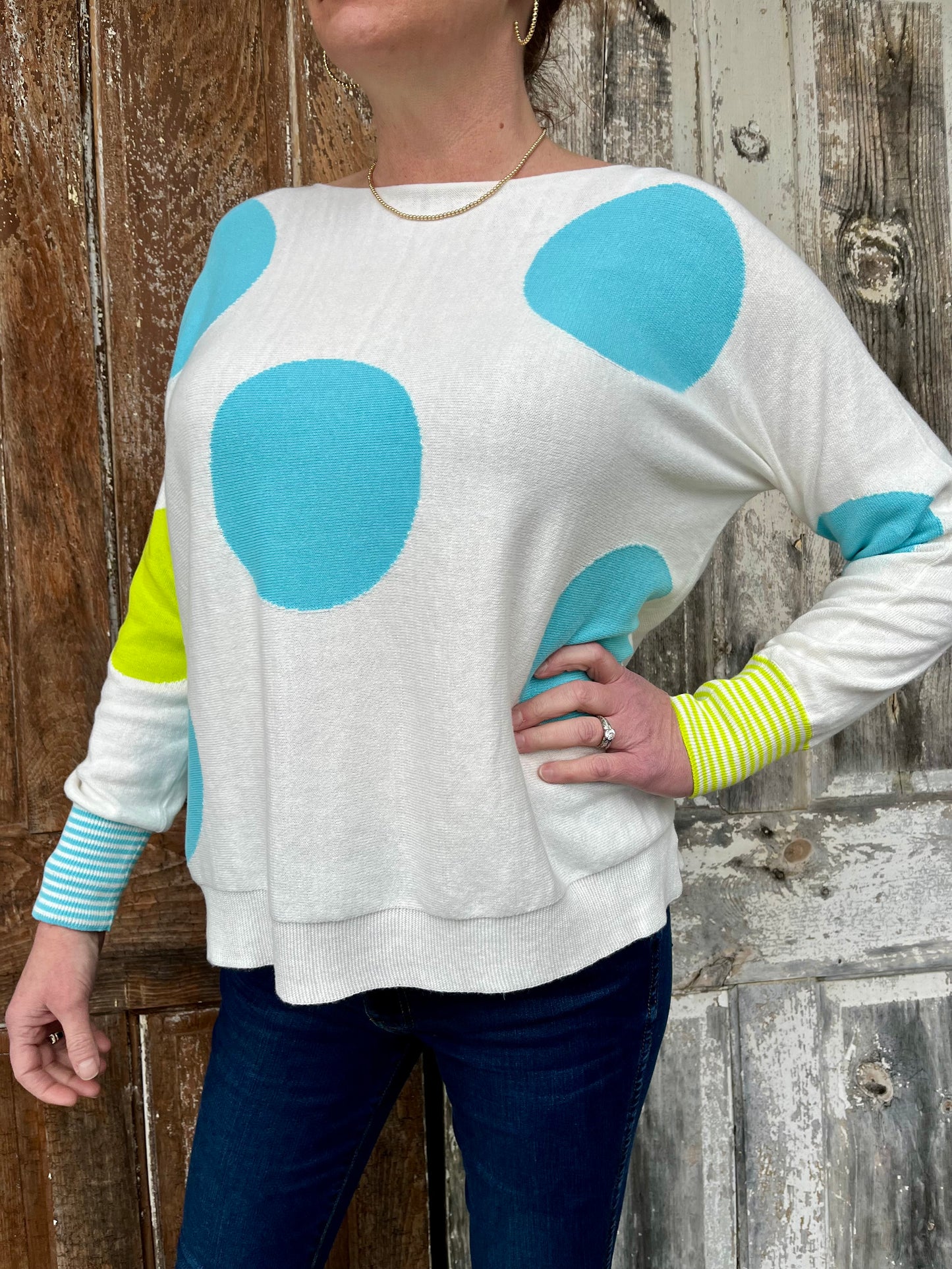 Spotted Sweater - White