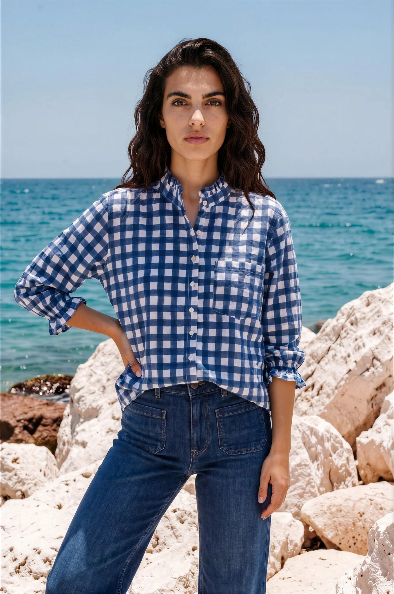 Coastal Blue Gingham - Good Girlfriend Shirt