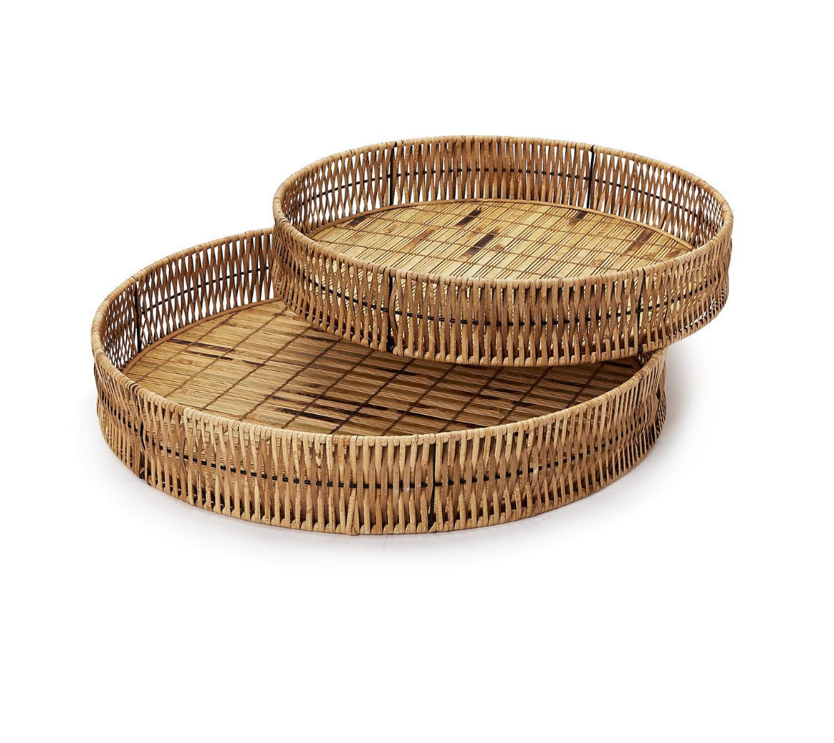 Round Bamboo Tray Set of Two