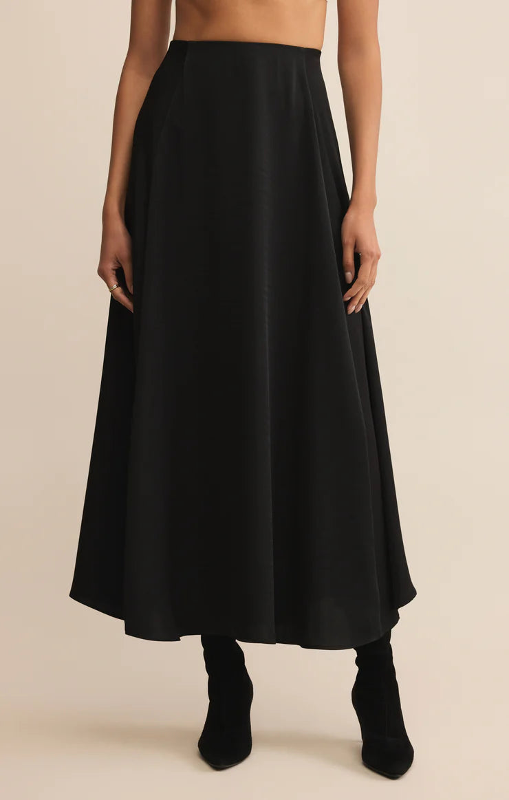 Northpointe Satin Midi Skirt-Black