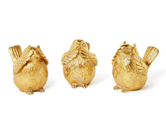 Set of 3 Gold Bird Decor