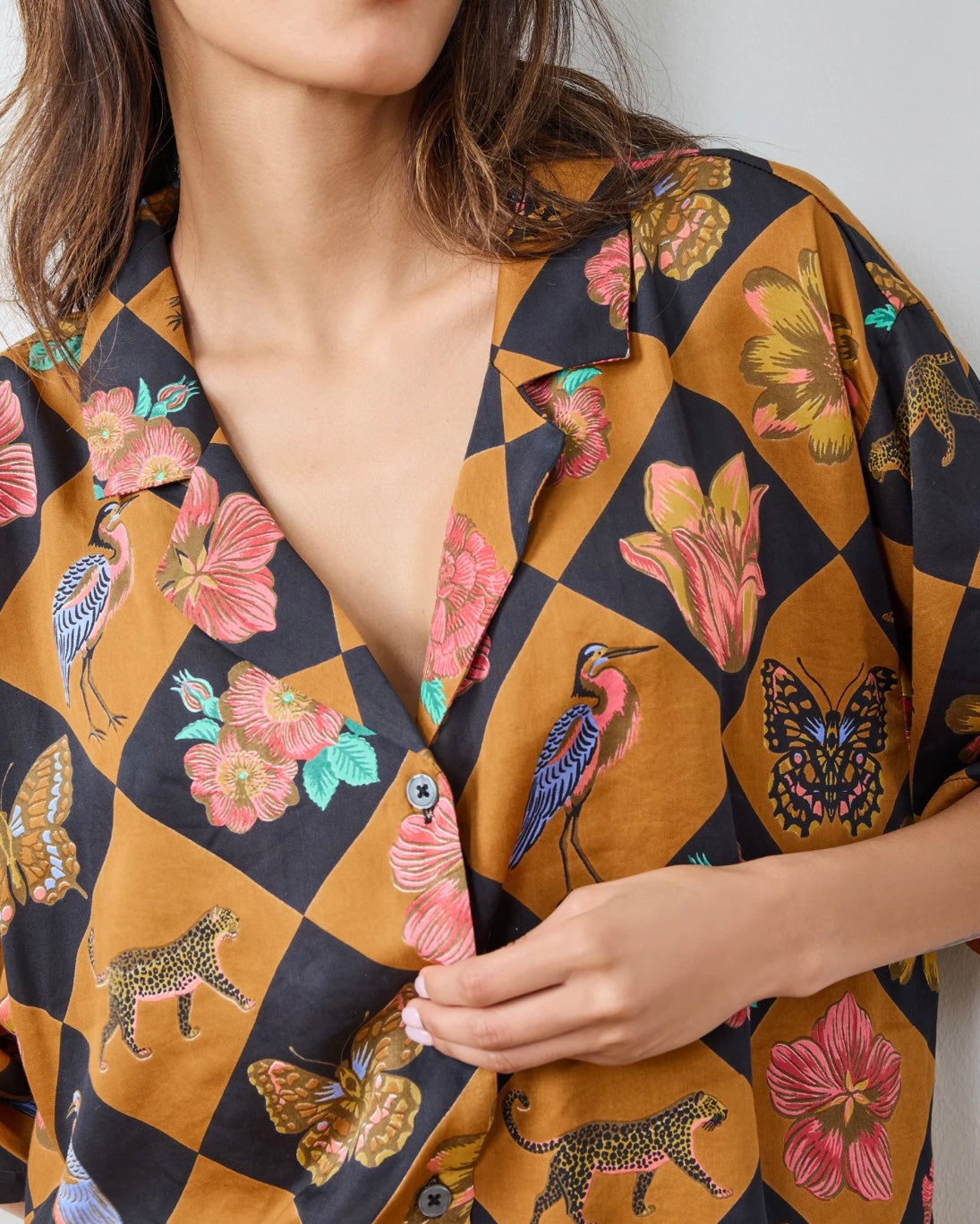Printfresh Satin Wildest Dreams Set-Botanical Checkerboard