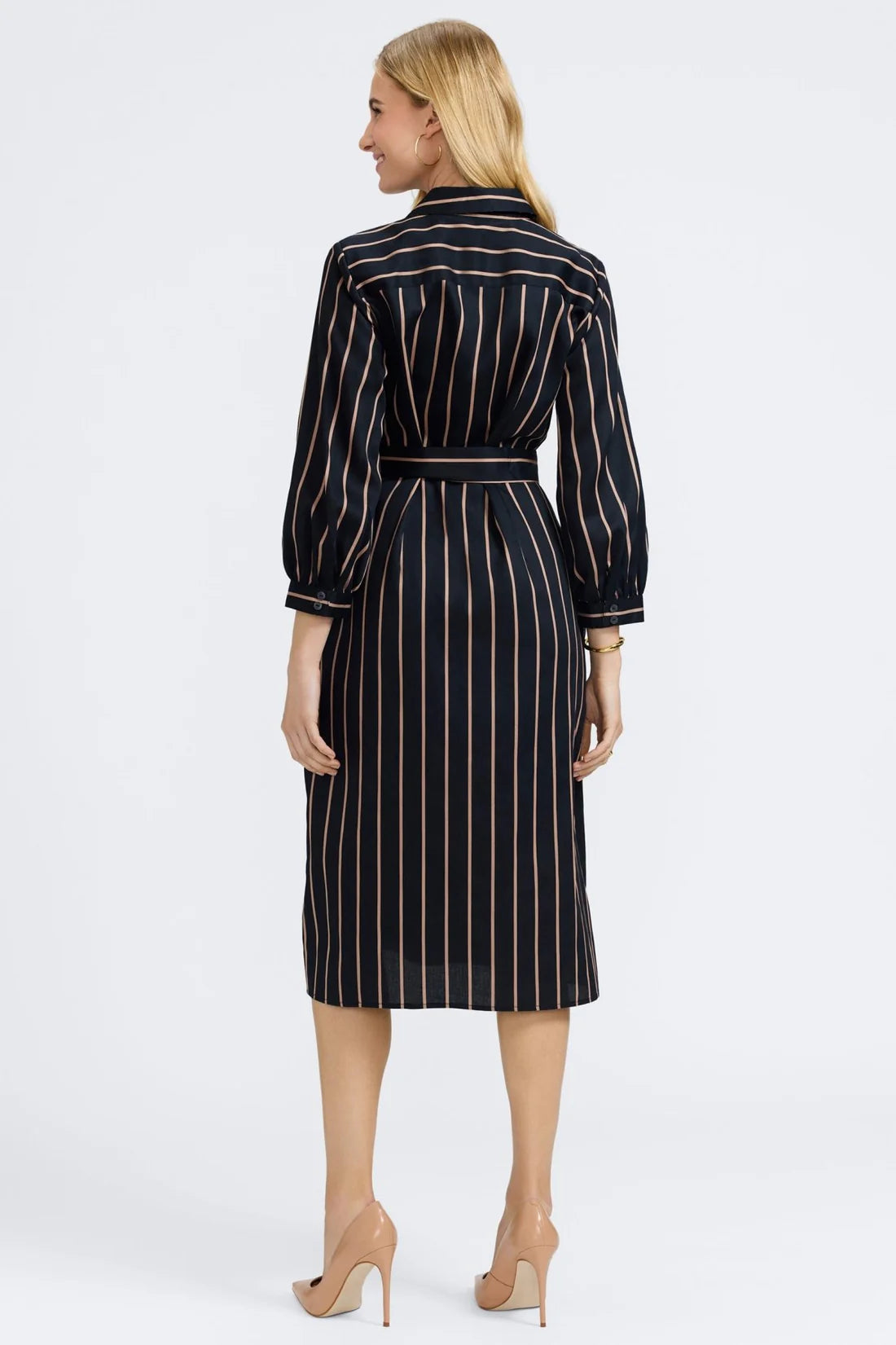 Esther Dress-Striped Houndstooth
