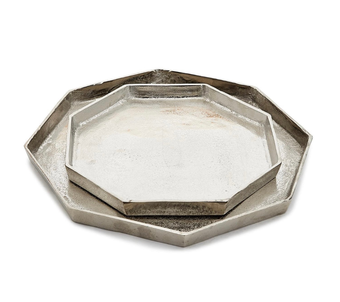 Octagon Silver Tray Set of Two