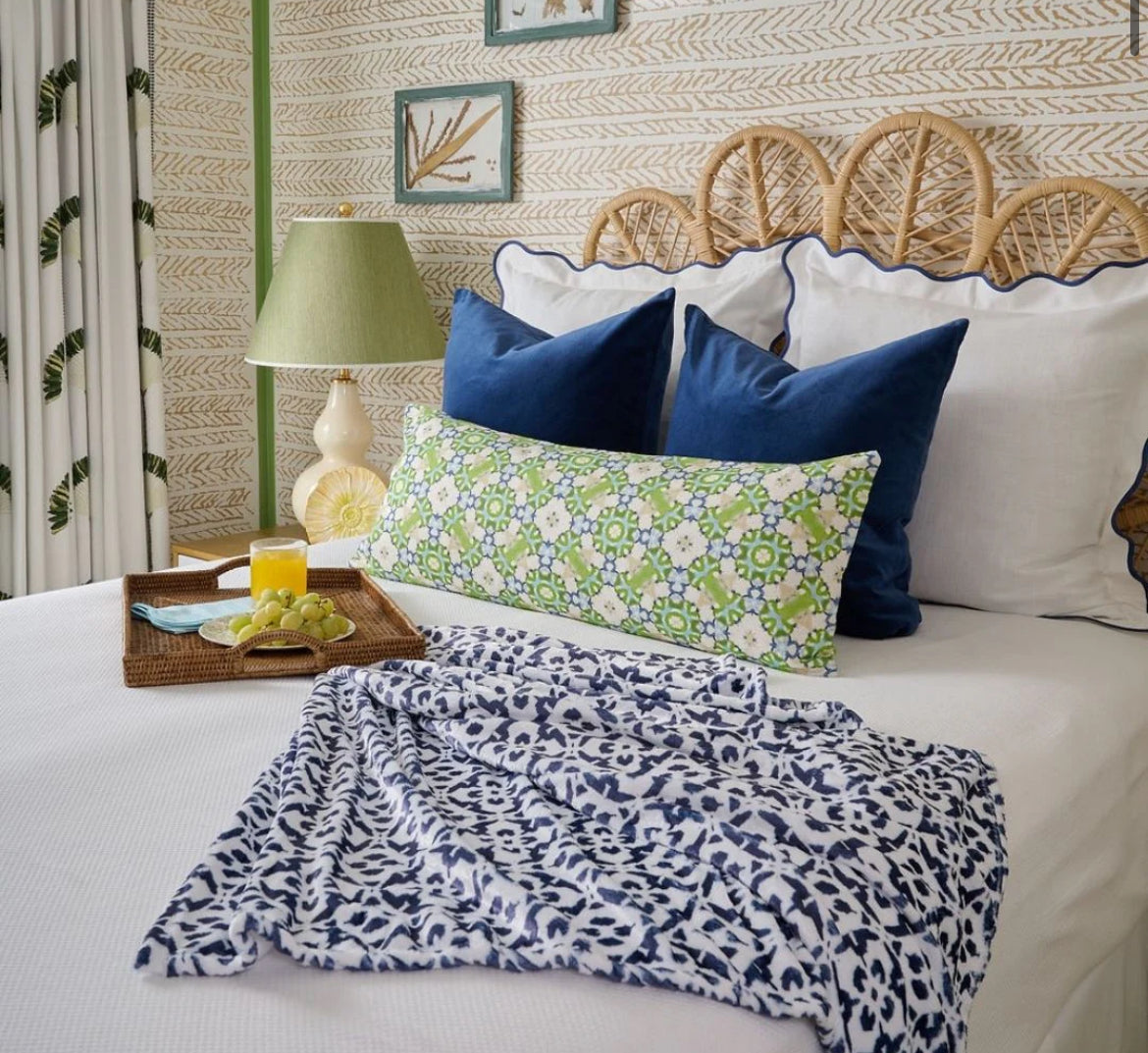 Laura Park Porto Tiles Navy Fleece Blanket