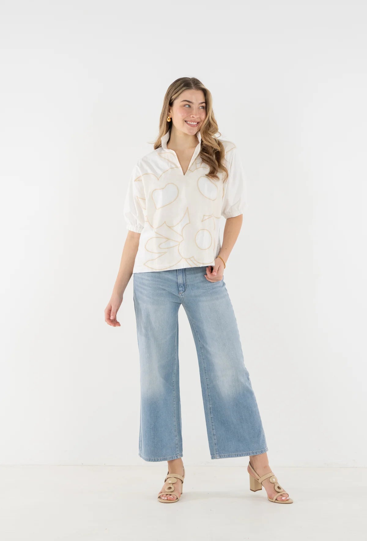 Poppy Top - Beige Bloom