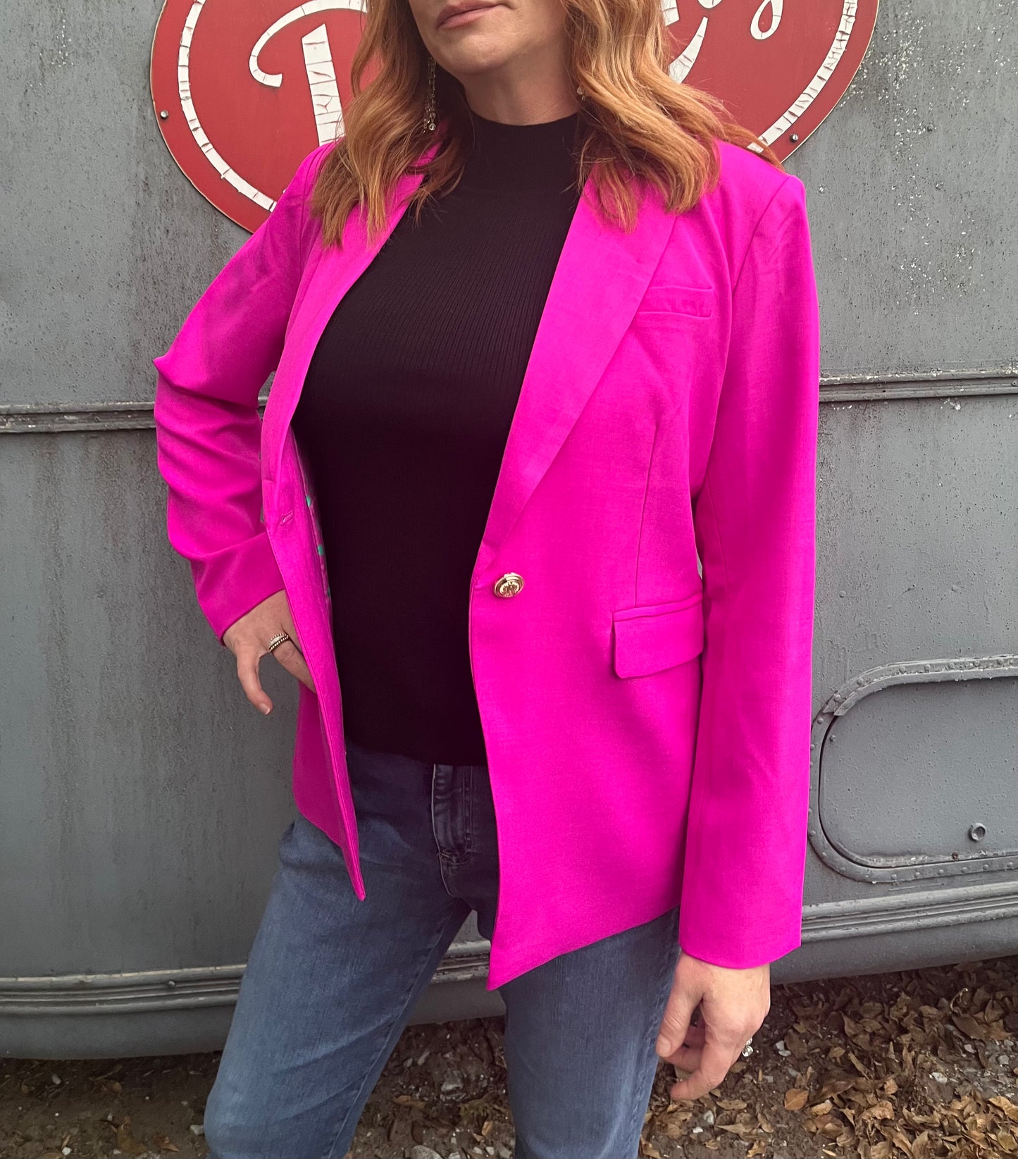 Classic Button Blazer - Magenta