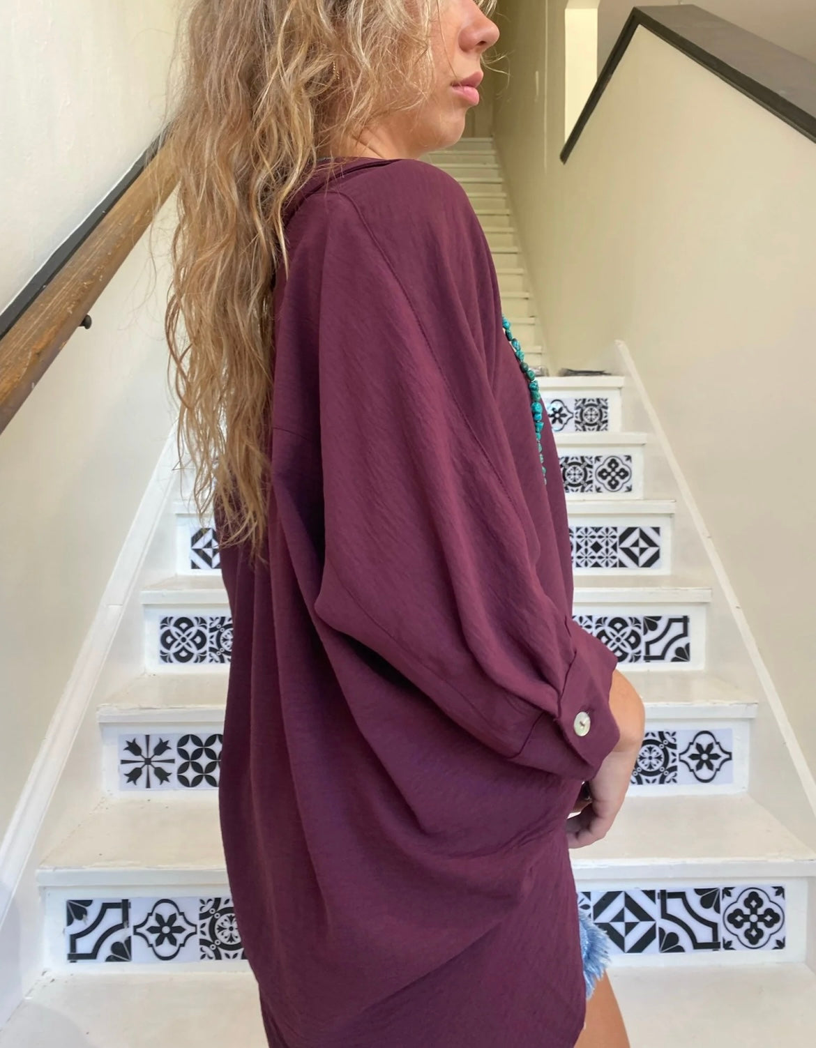 Collared Dolman Popover Top