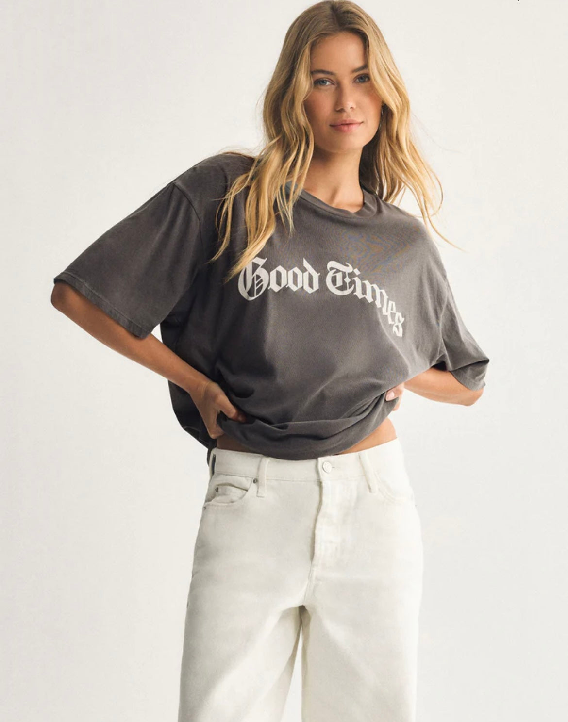 Good Times City Tee-Charcoal Moon
