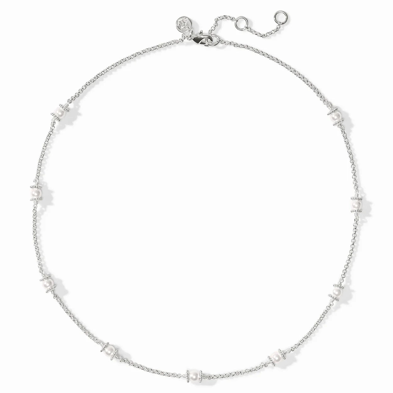 Hydra Delicate Station Necklace-Silver Pearl