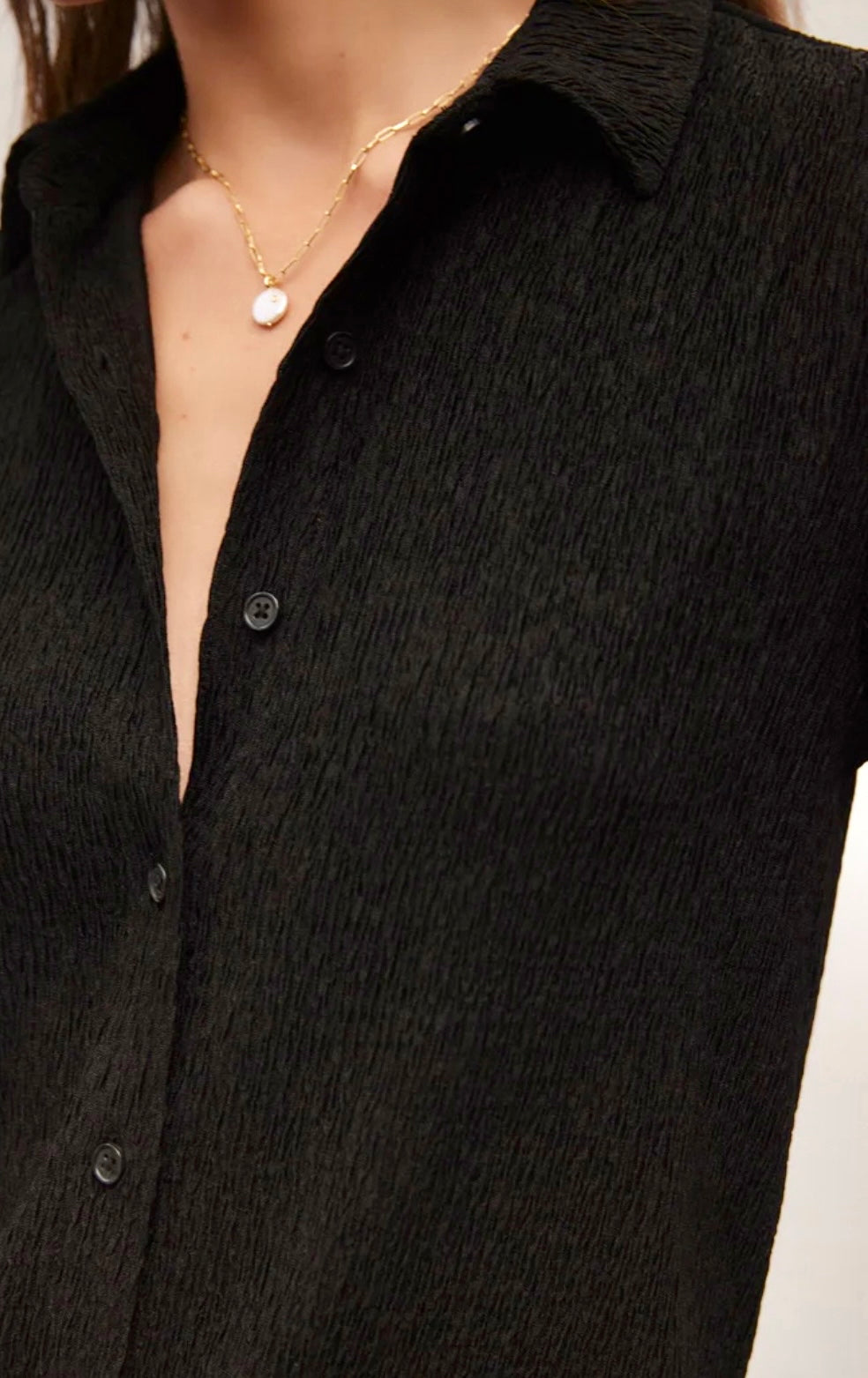 Lyrical Crinkle Top - Black