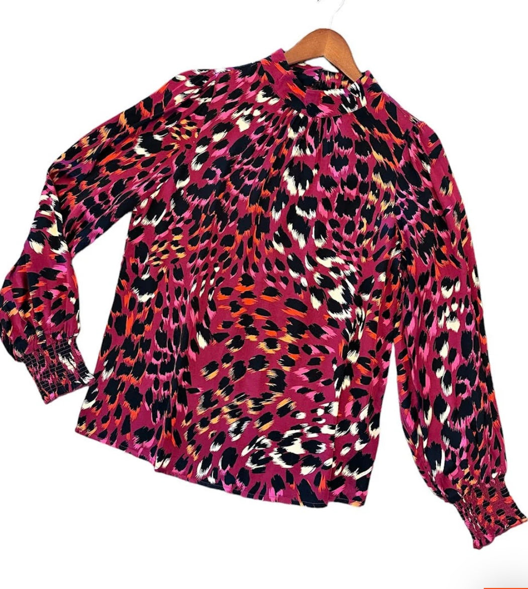 Esqualo Printed Stand up Collar Blouse