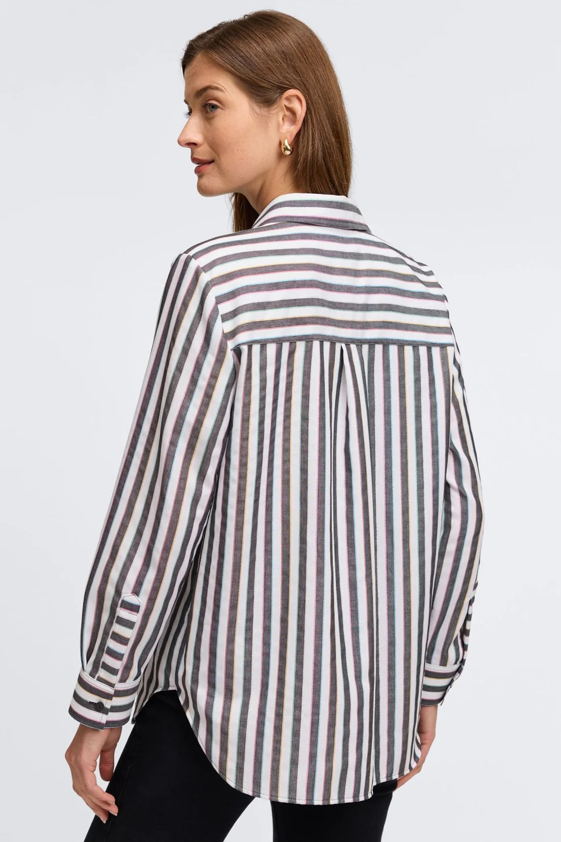 Boyfriend Long Sleeve Top-Rainbow