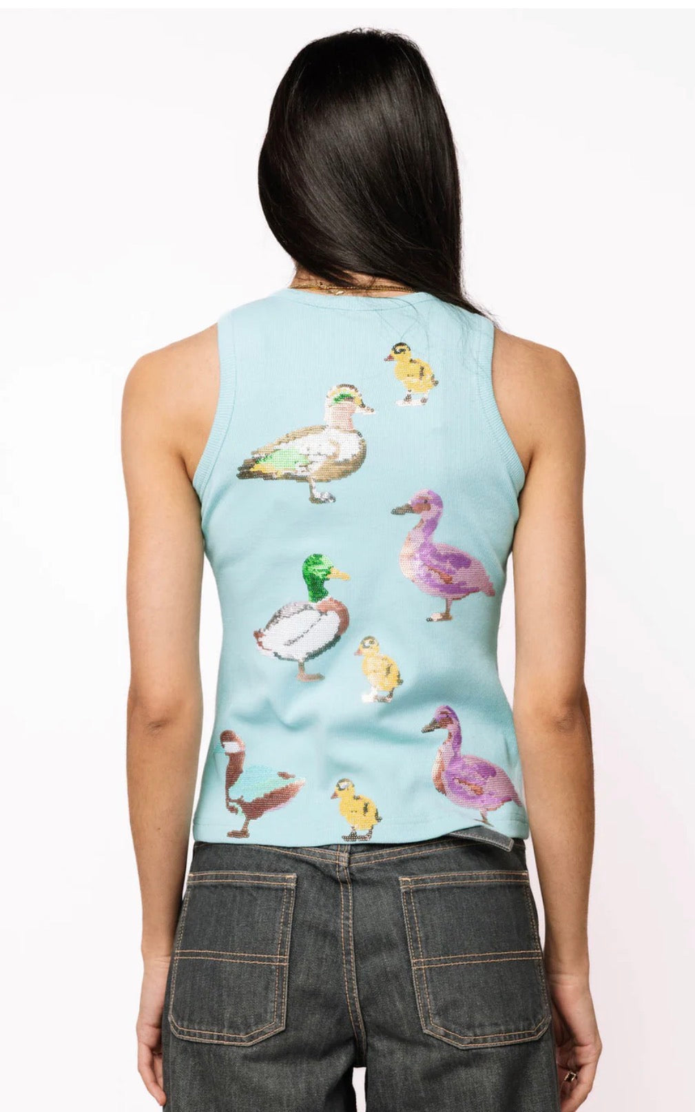 Queen of Sparkles Aqua Multi Duck Tank Top