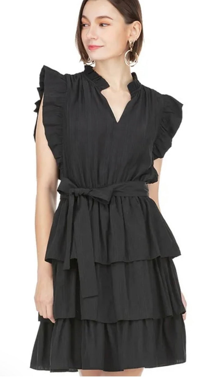 Ruffle Tier Dress - Black