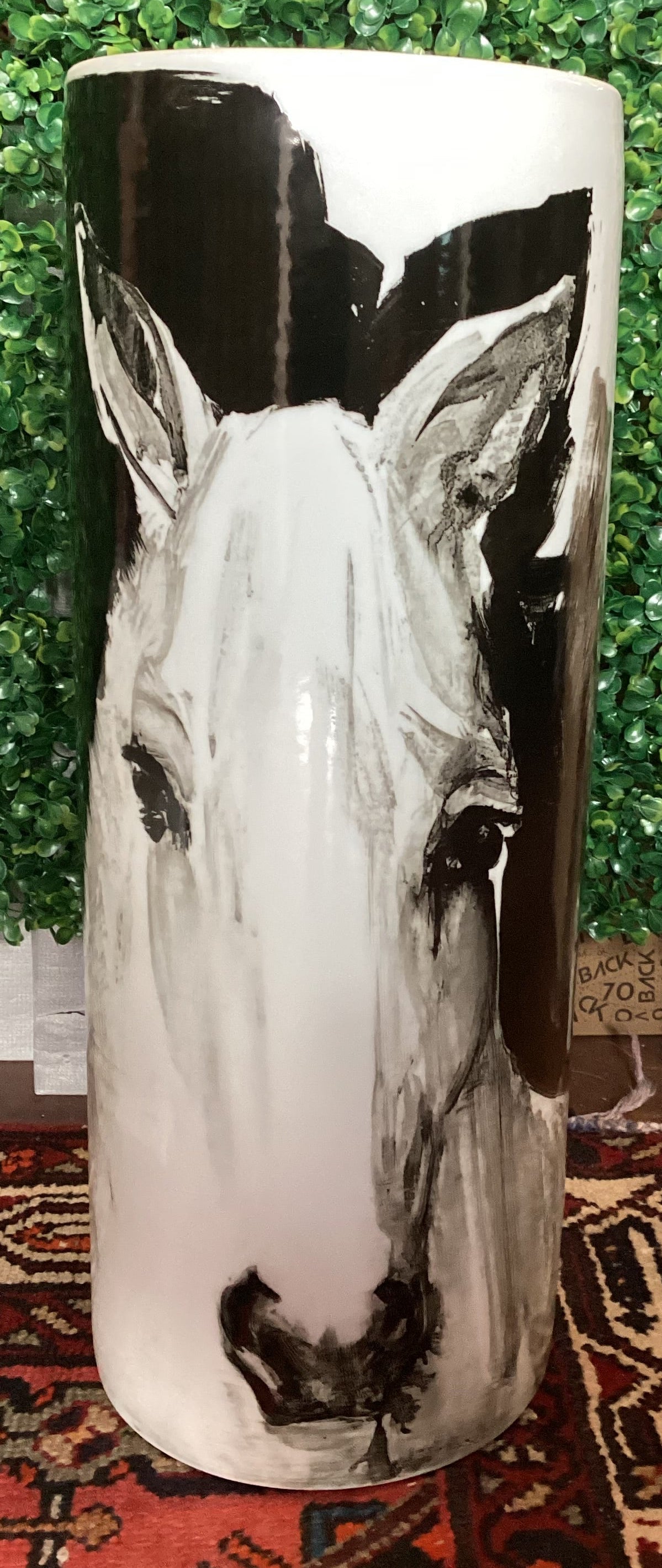 White Horse Porcelain Vase