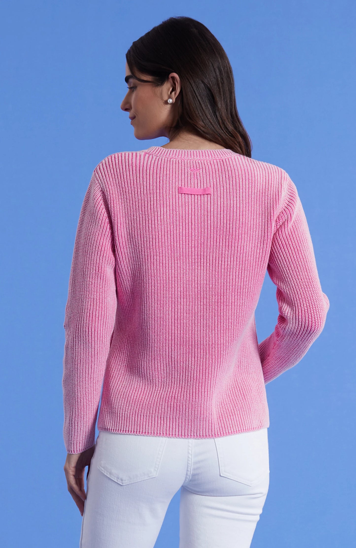 Mineral Wash Shaker Sweater - Cheeky Pink