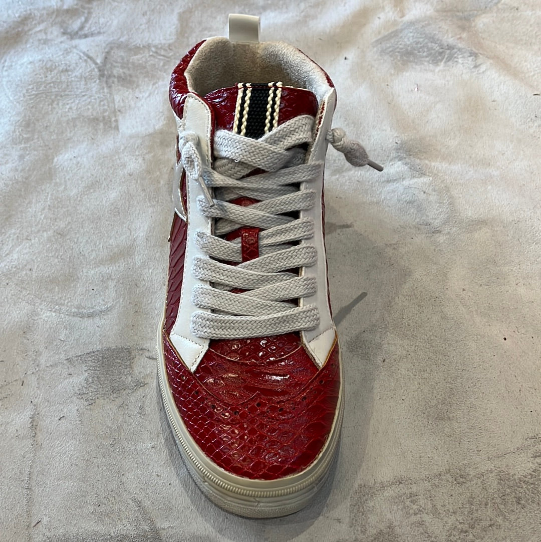 Riley Sneaker - Dark Red Snake