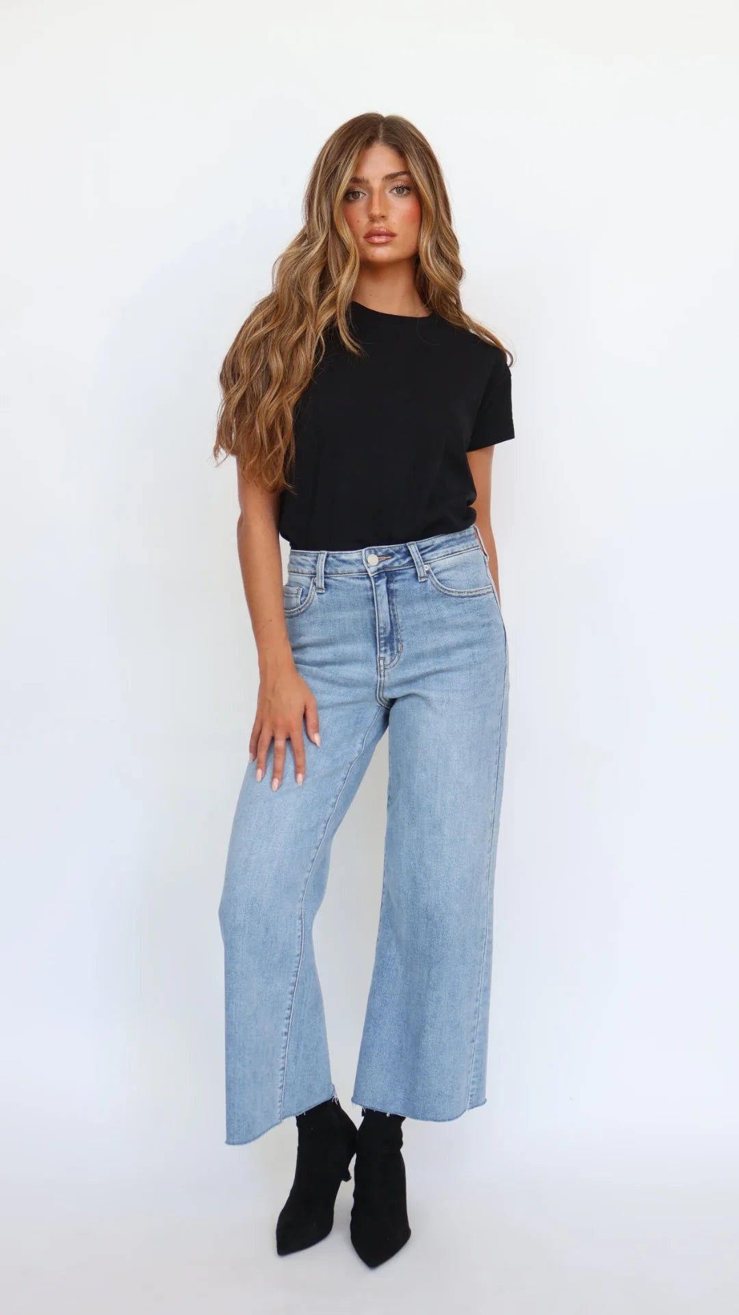 Slim Wide Leg Jean-Dark Denim