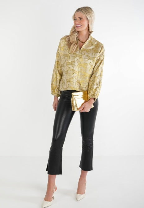 Emily McCarthy Poppy Pop-Over Top -Gold Jaguar