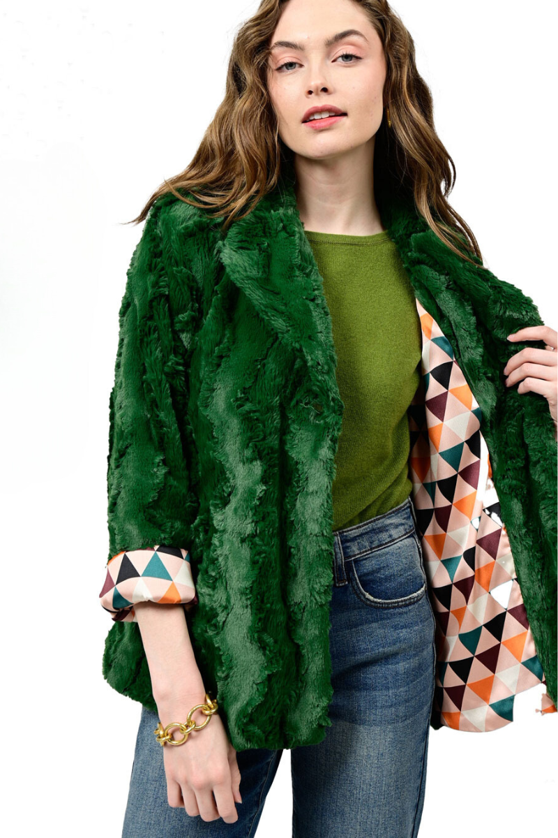 Faux Fur Jacket - Green