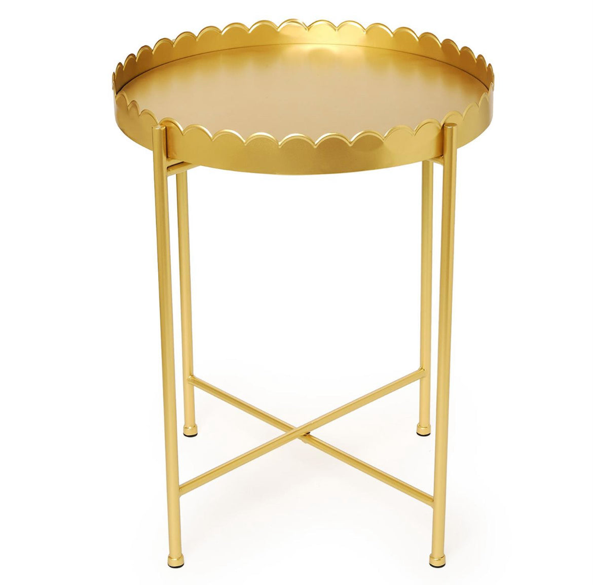 Gold Scalloped Edge Round Side/Accent Table