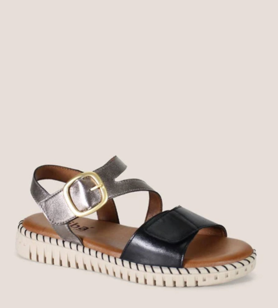 Chaufer Sandal-Black/Silver