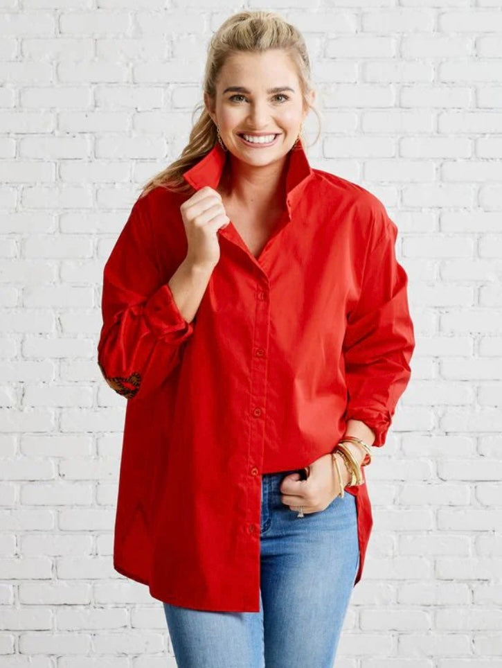 Caryn Lawn Preppy Game Day Top-Red