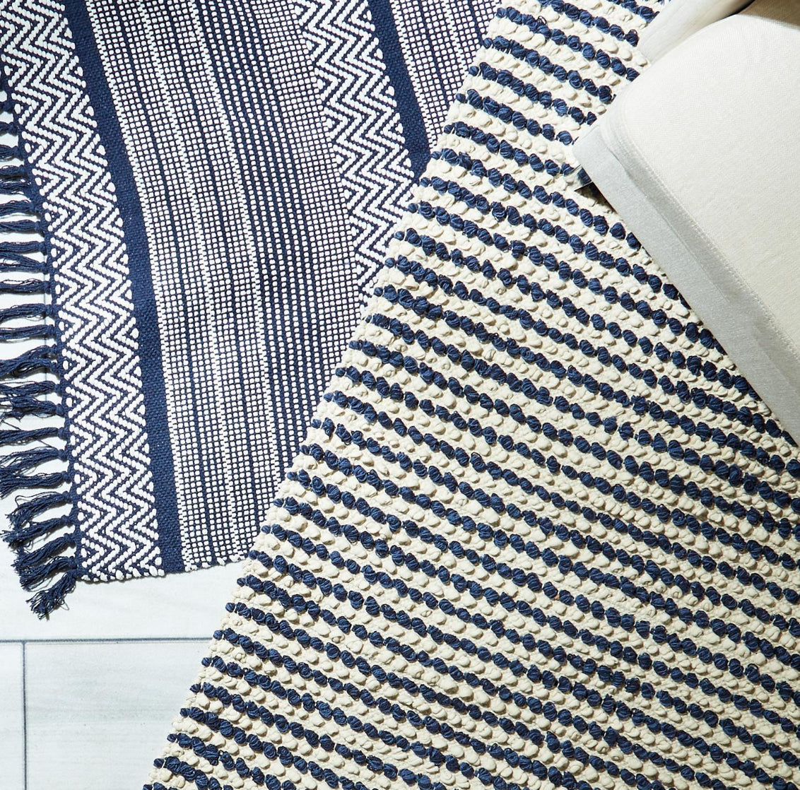 Navy Striped Rug 3’x5’