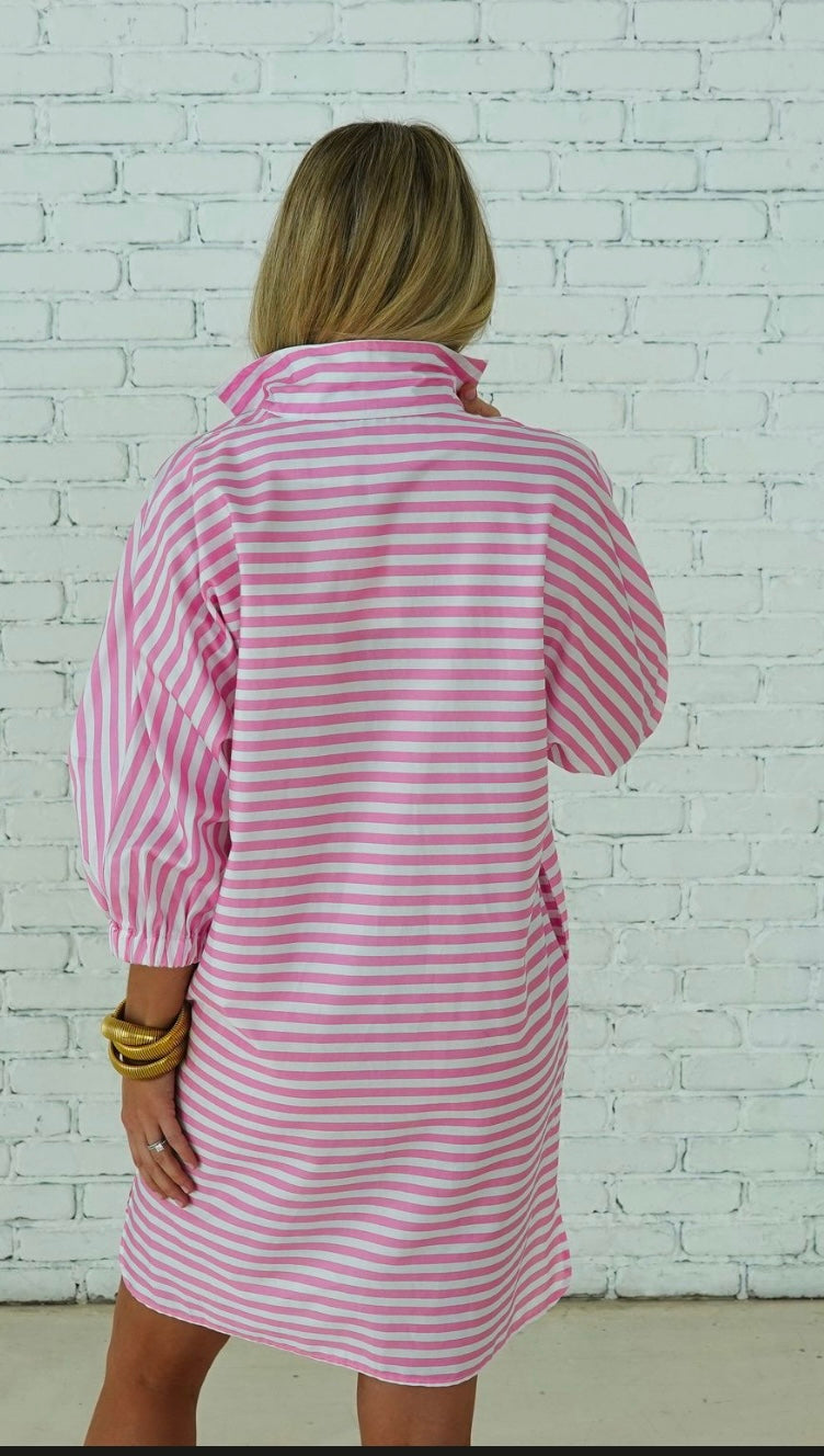 Betsy Dress-Pink Stripe