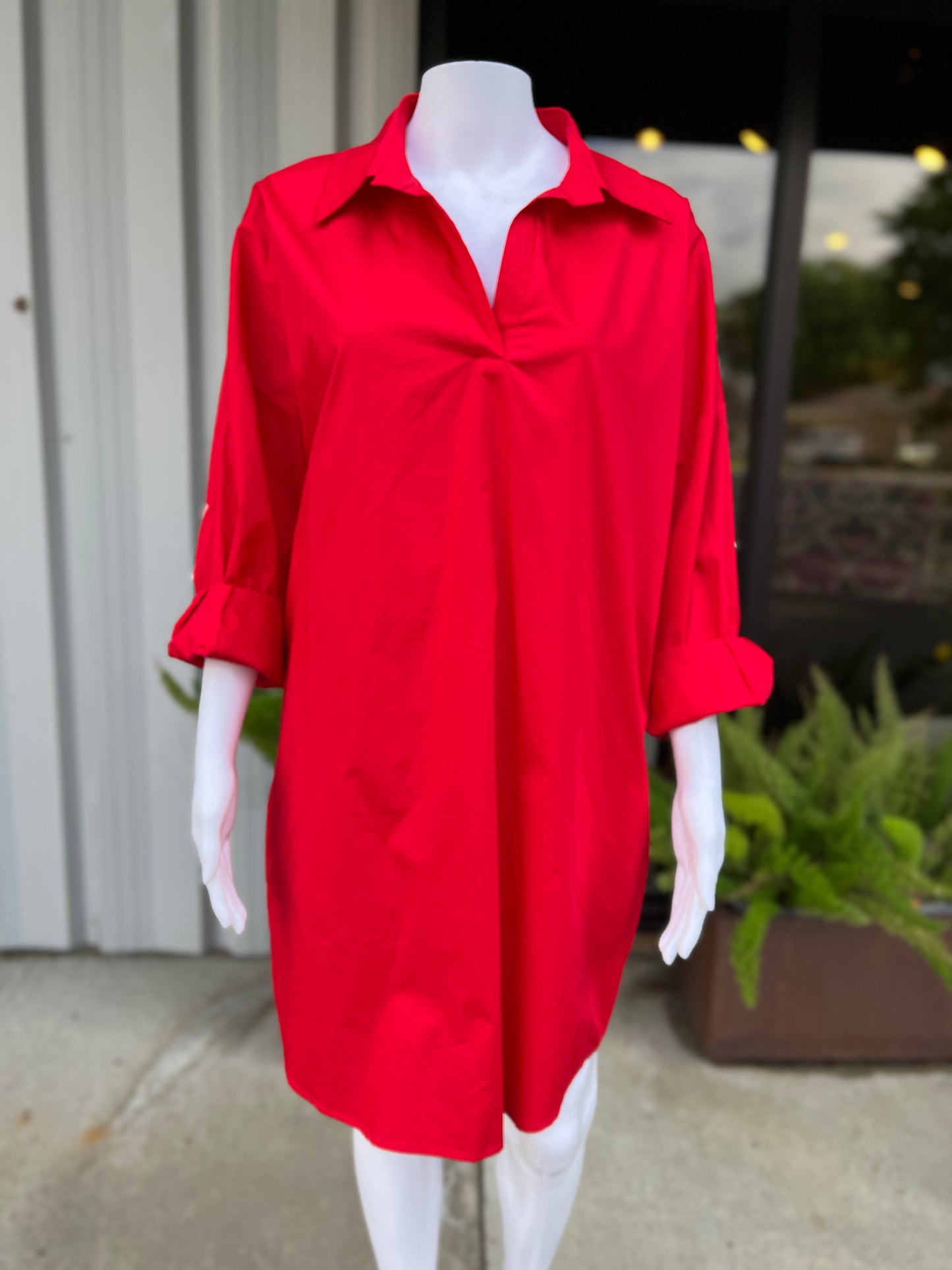 Preppy Star Elbow Dress - Red
