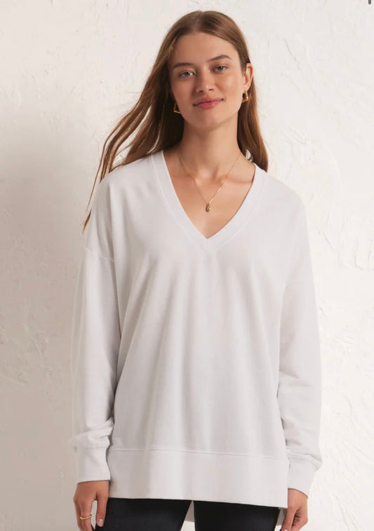 Modern V Neck Weekender - White