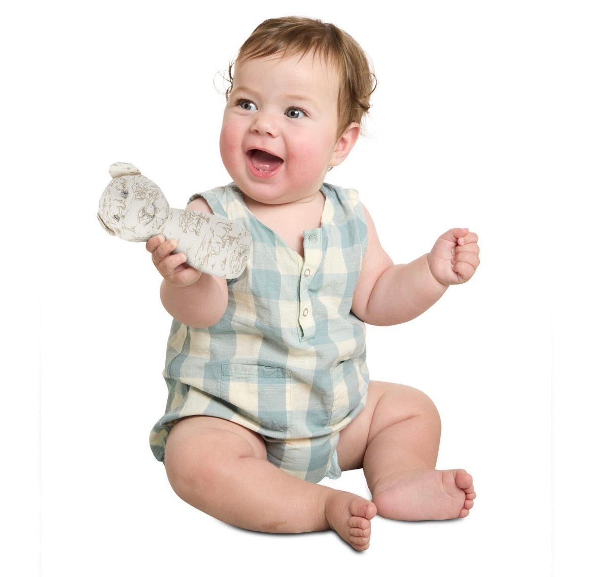 Safari Toile Pattern Monkey Rattle on Gift Card