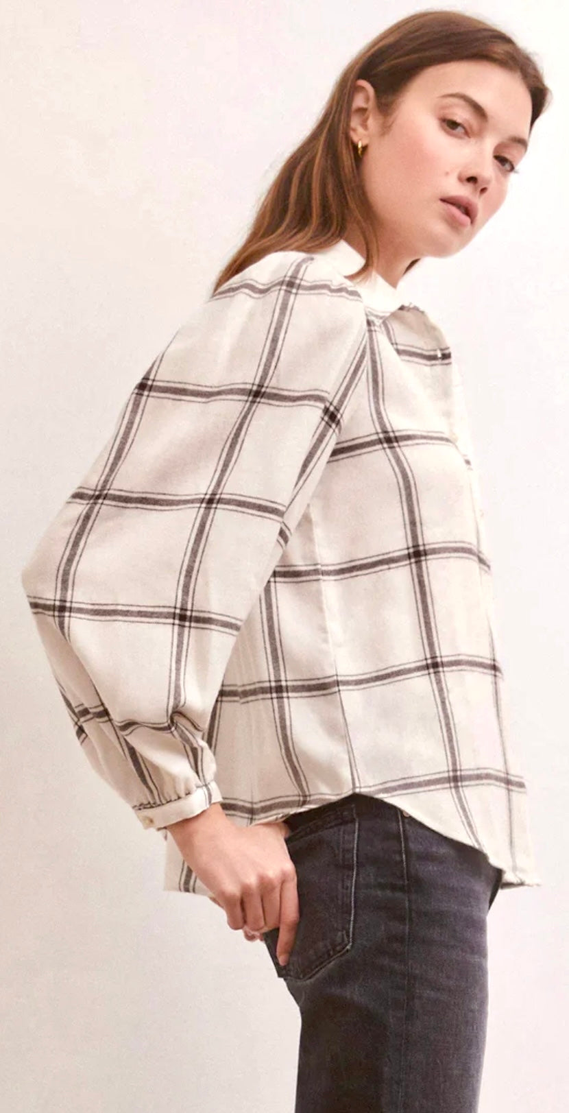 Overland Plaid Blouse - Sandstone