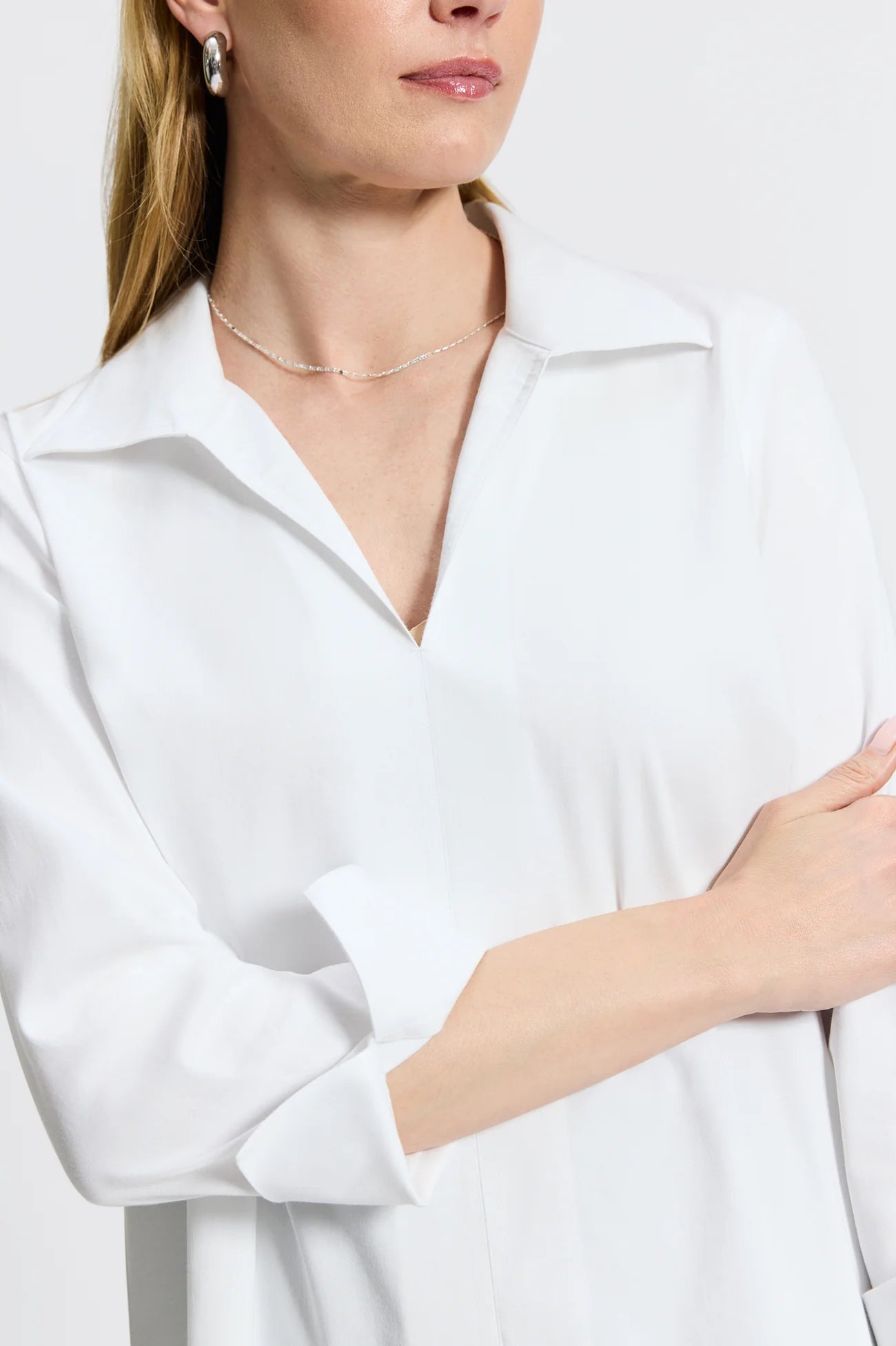 Agnes No-Iron Popover Top-White