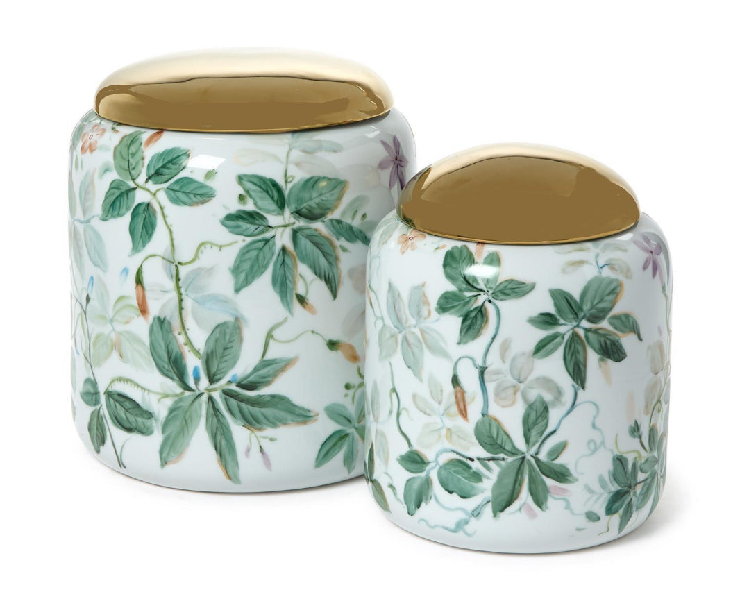 Floral Round Jar w Lid